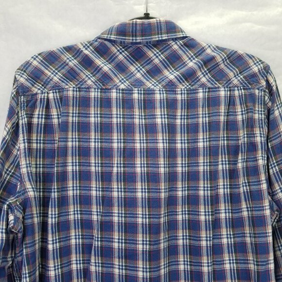 DENIM & SUPPLY Polo Ralph Lauren Button Up Shirt Men L Plaid Blue Flannel Cotton - Picture 6 of 11
